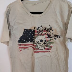 Beige Graphic Tee with Skull Design